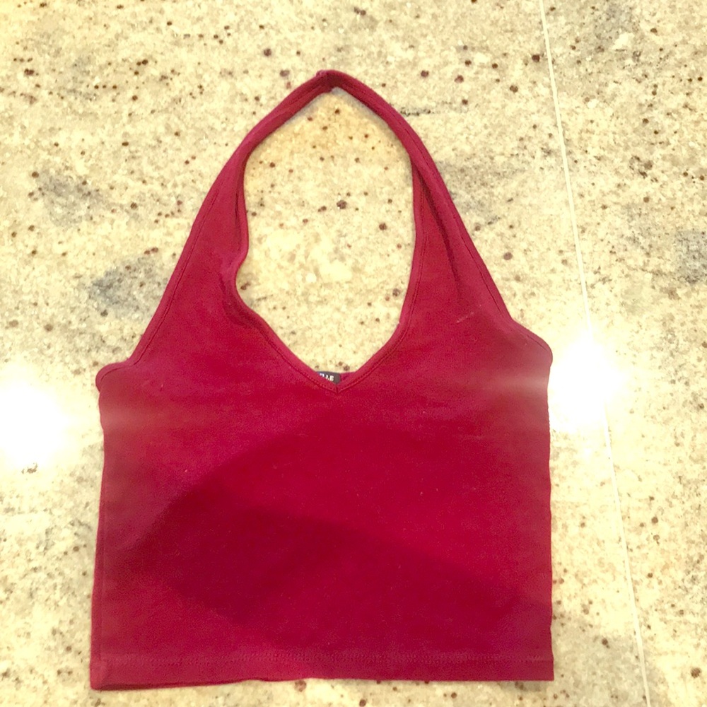 Red halter crop top